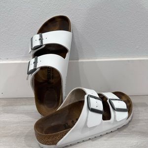 Birkenstock Arizona white leather sandal
